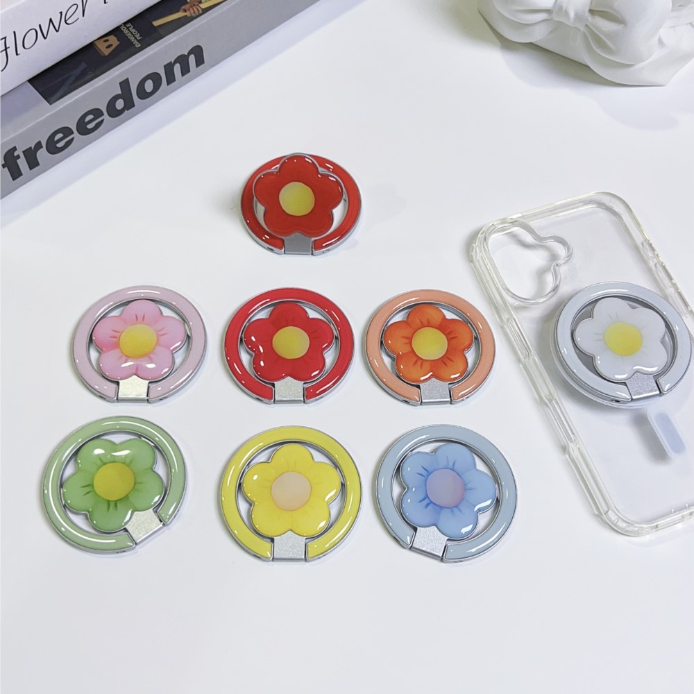 Car Accessories For Decoration - Flower Magnetic Foldable Kickstand Phone Ring