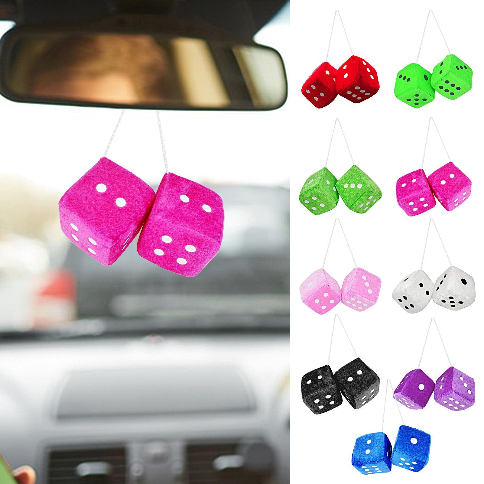 Car Accessories Mirror Hanging - Car Pendant Colorful Plush Dice Craps