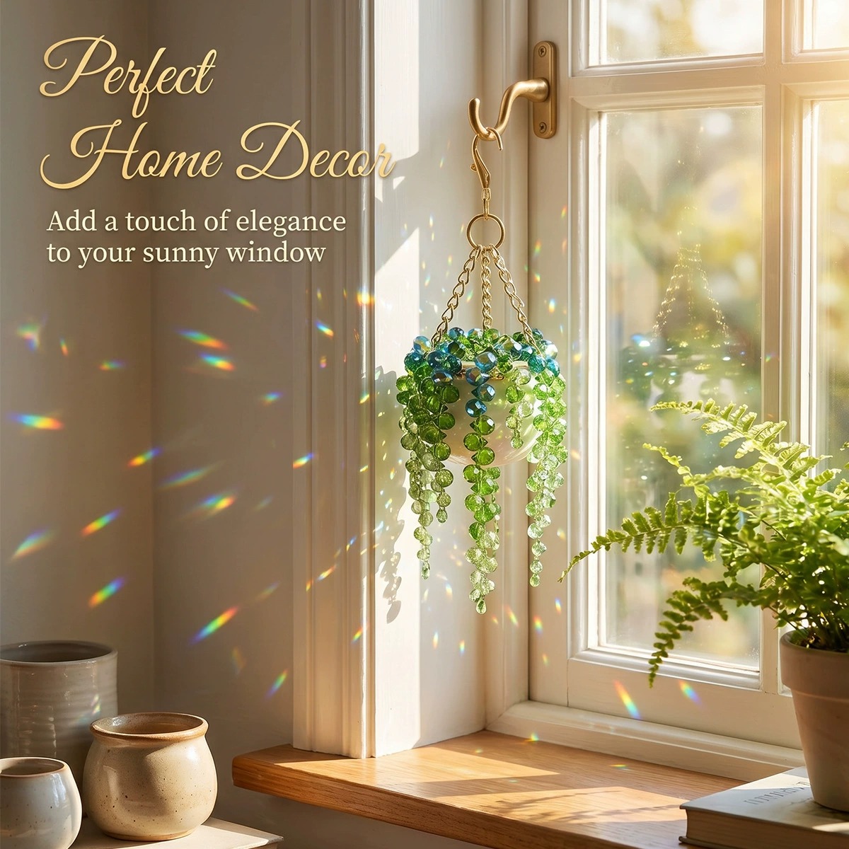 Car Accessories Mirror Hanging - Handmade Crystal Bead Trailing Plant Car