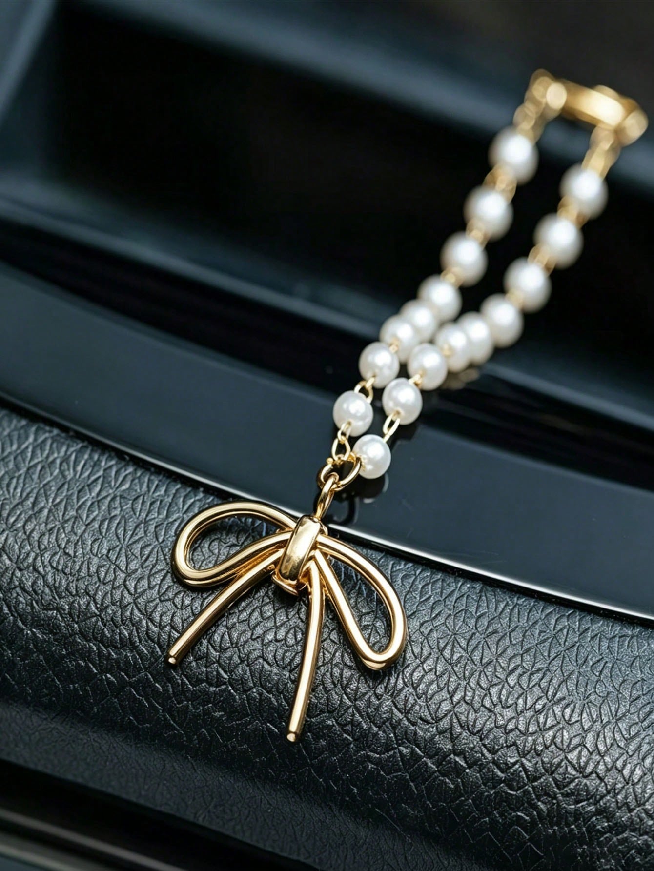 Pearl Bow Car Pendant Alloy Fa - Car Accessories Mirror Hanging ulasan dan harga