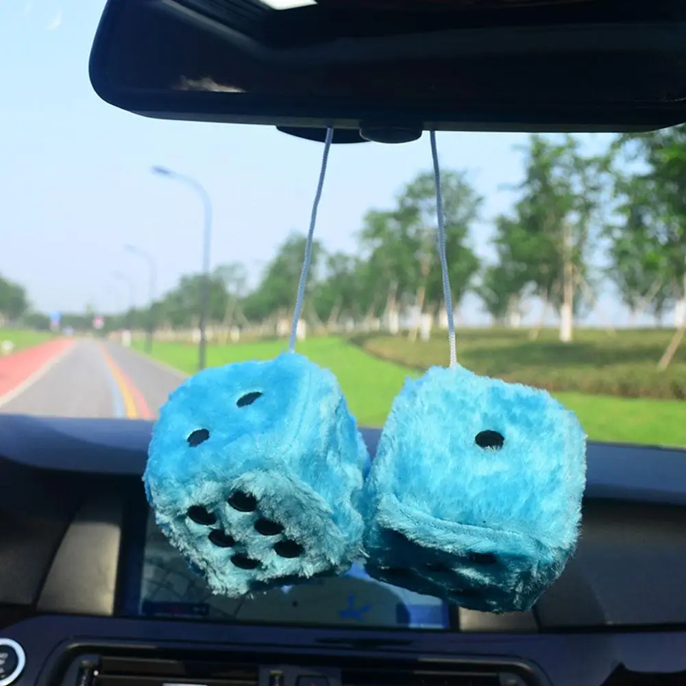 7.5cm Soft Fuzzy Dice for Car  - Car Accessories Mirror Hanging ulasan dan harga