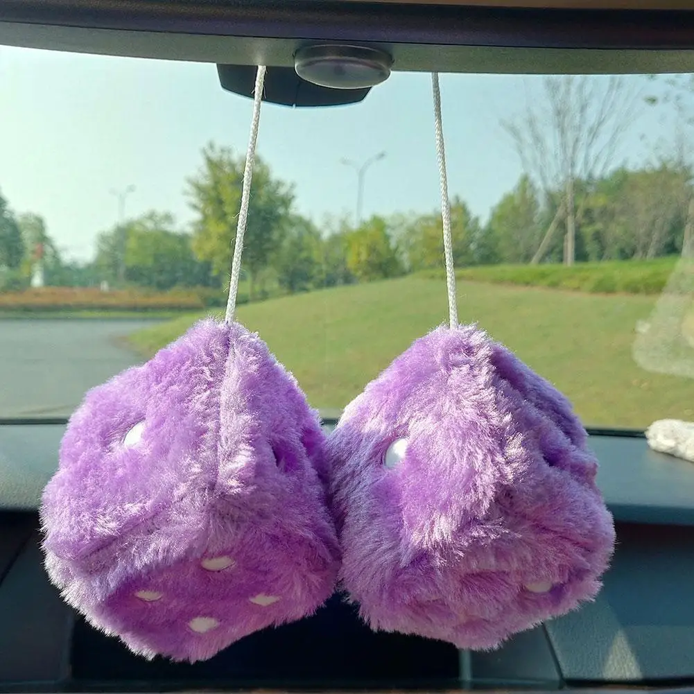 7.5cm Soft Fuzzy Dice for Car  - Car Accessories Mirror Hanging ulasan dan harga