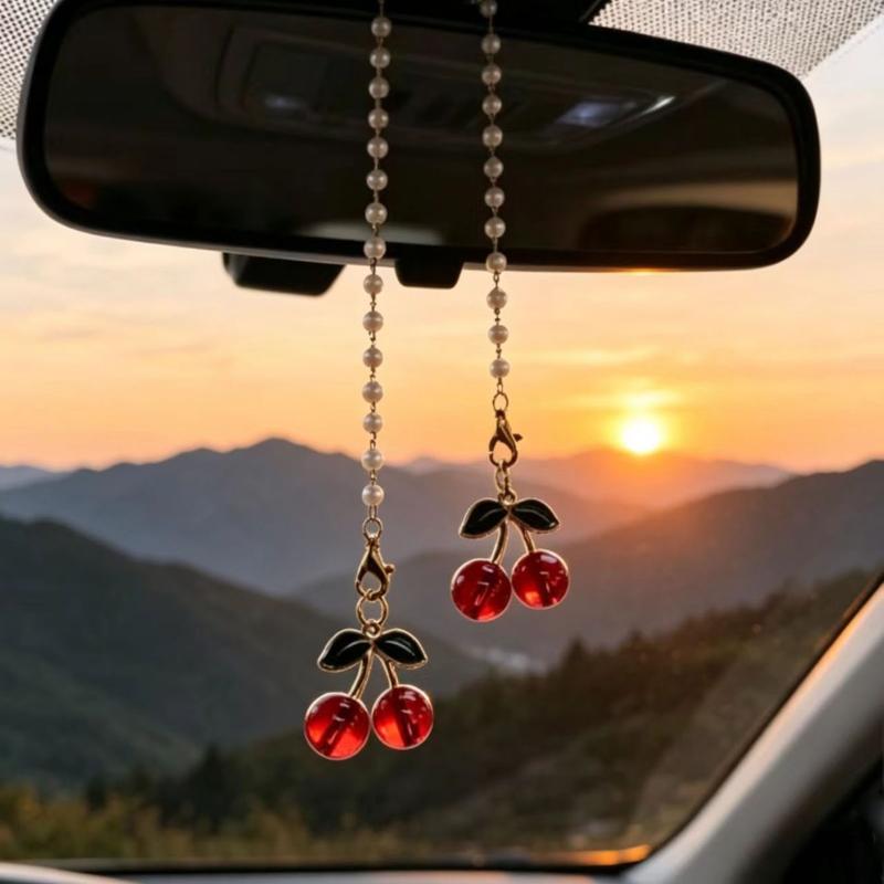 1Pcs Cherry Themed Car Rearvie - Car Accessories Mirror Hanging ulasan dan harga