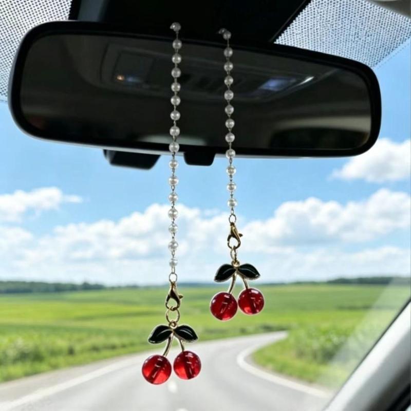 1Pcs Cherry Themed Car Rearvie - Car Accessories Mirror Hanging ulasan dan harga