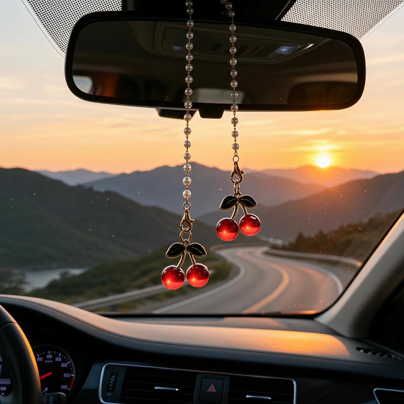1Pcs Cherry Themed Car Rearvie - Car Accessories Mirror Hanging ulasan dan harga