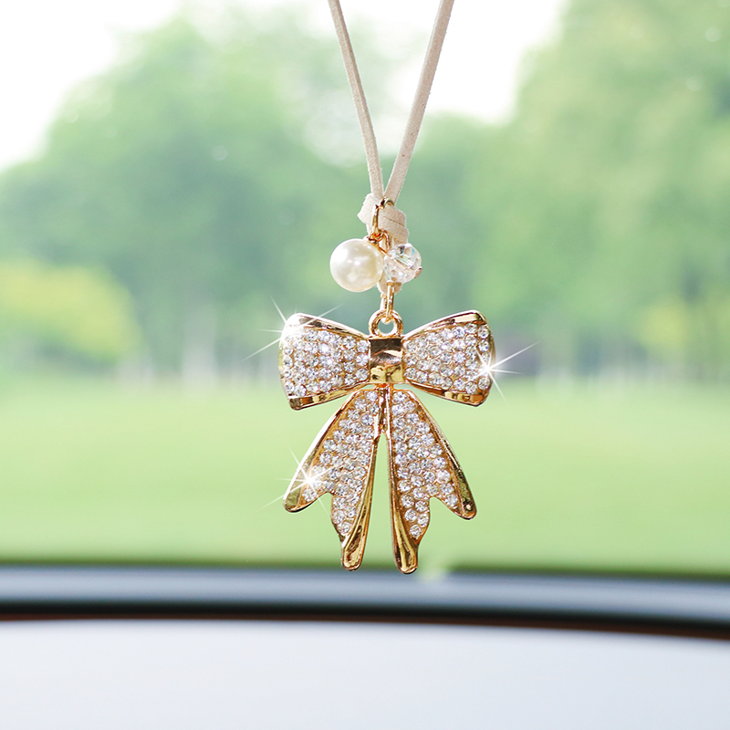 Fashion Diamond-Encrusted Bowt - Car Accessories Mirror Hanging ulasan dan harga