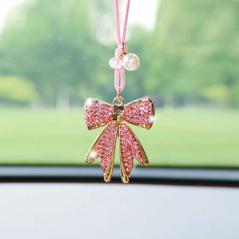 Fashion Diamond-Encrusted Bowt - Car Accessories Mirror Hanging ulasan dan harga