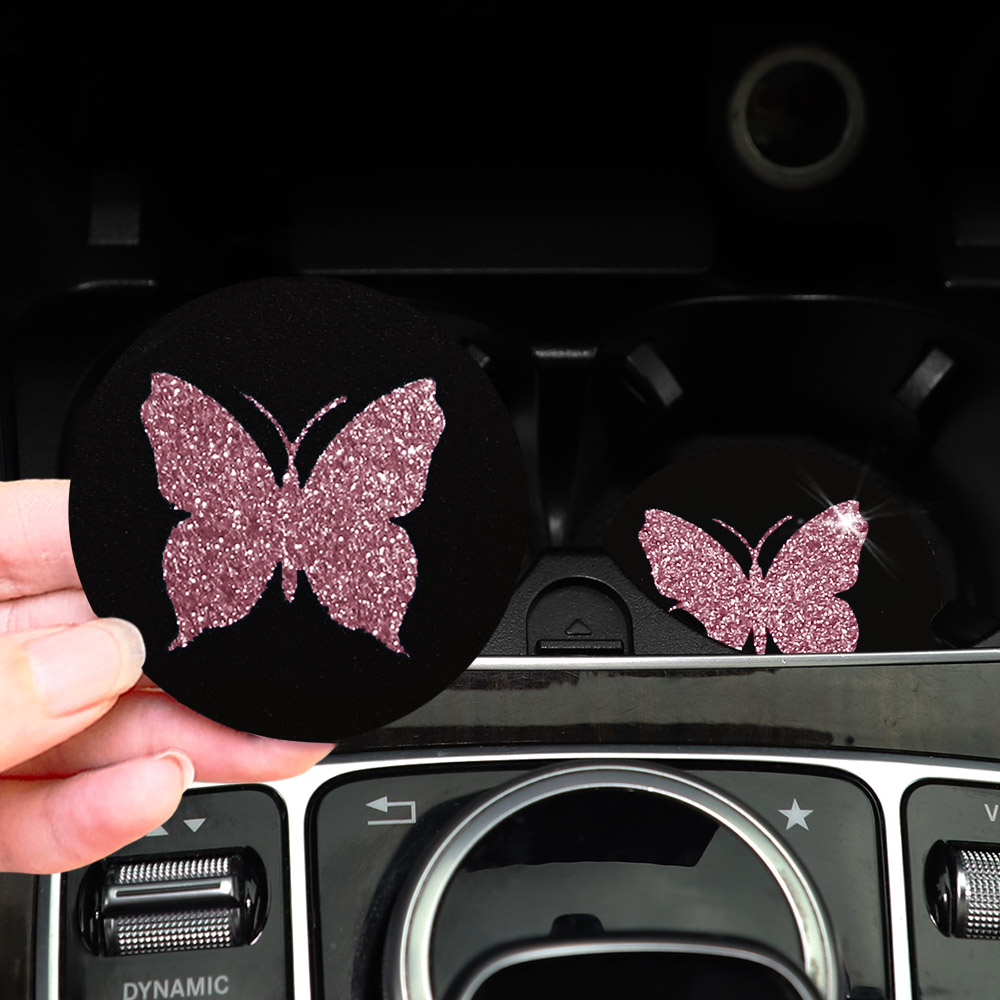 Two Cute Pink Butterflies Glit - Car Accessories For Women ulasan dan harga