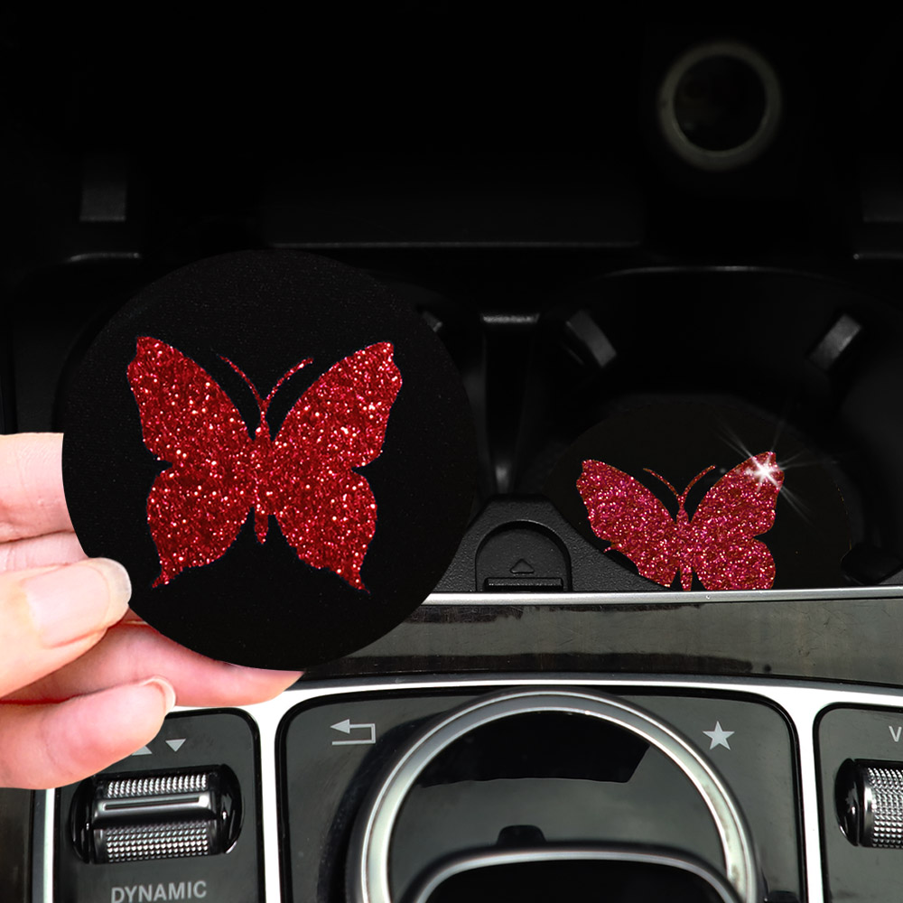 Two Cute Pink Butterflies Glit - Car Accessories For Women ulasan dan harga