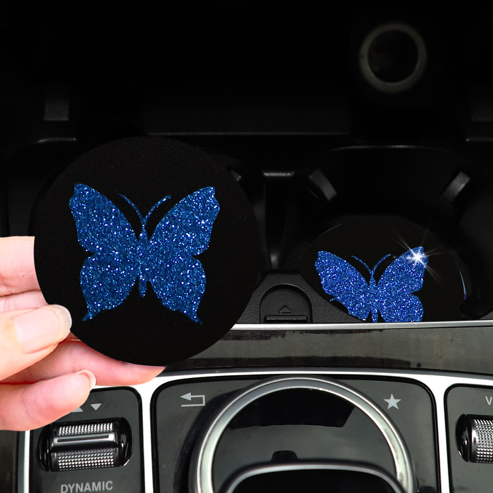 Two Cute Pink Butterflies Glit - Car Accessories For Women ulasan dan harga